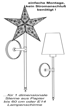 Wandlampe Kupfer - mit SUPER LED/USB/Akku - für 40 bis 60 cm Sterne